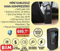 SPACE 24 MİNİ KABLOSUZ  HAVA KOMPRESÖRÜ